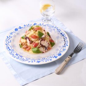 たことトマトの冷製パスタ
