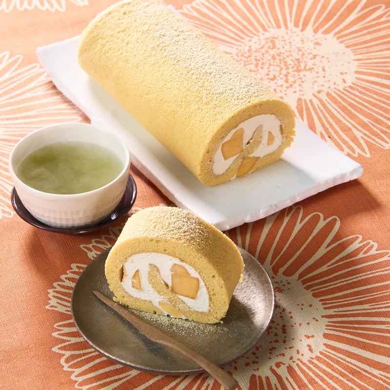 グルテンフリーで和スイーツ！柿ときな粉のロールケーキ