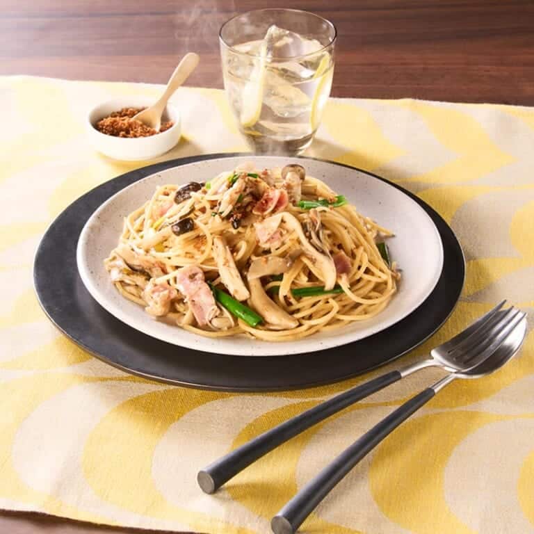 きのことベーコンの和風スパゲティ